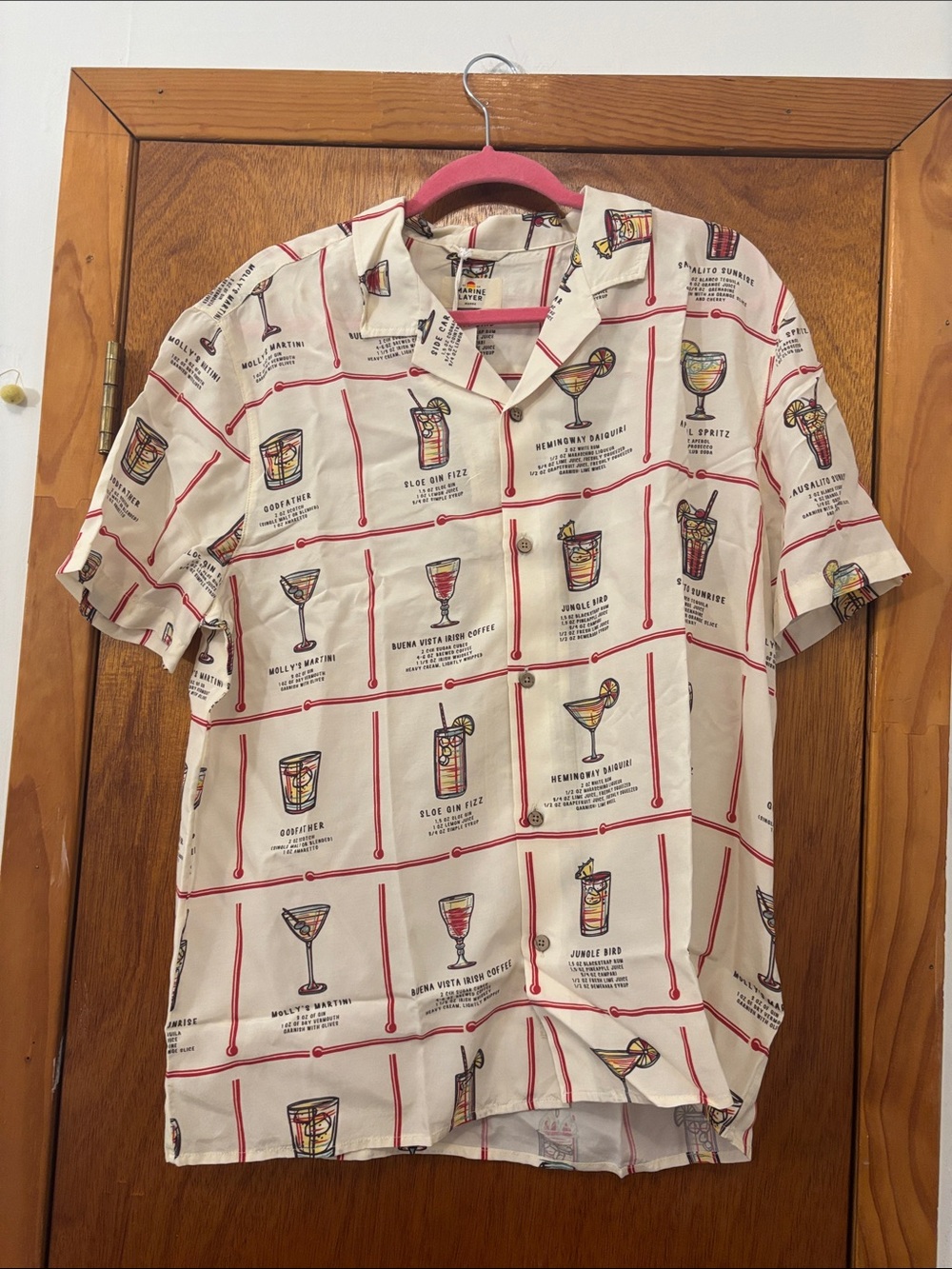 NWT Marine Layer Archive Resort Shirt Happy Hour Print Short Sleeve Button Down